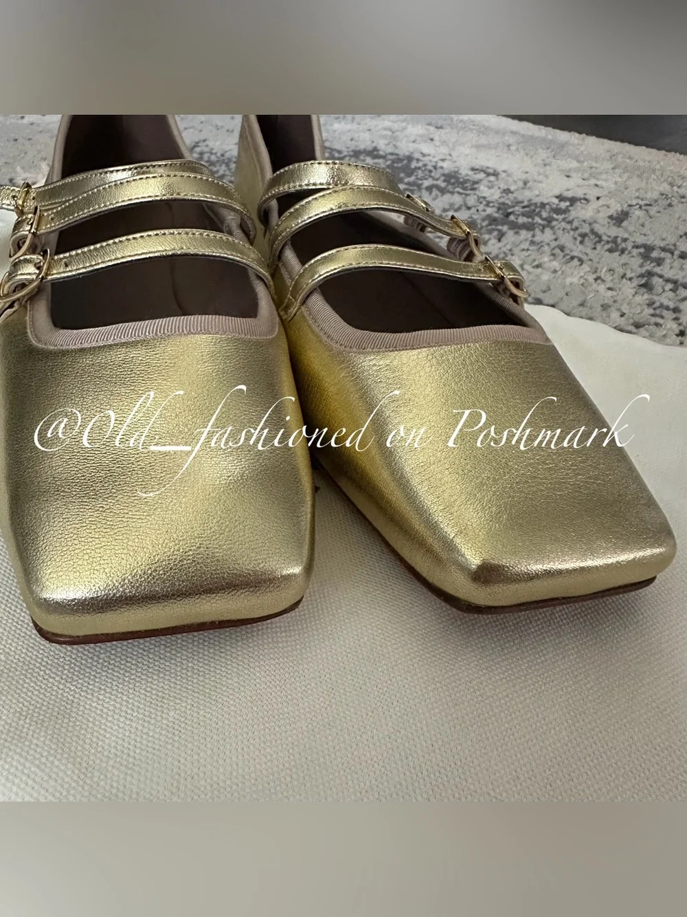 MANSUR GAVRIEL Lambskin Mary Jane Flats - Gold